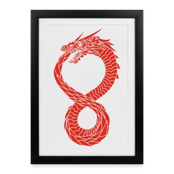 Red Infinite Dragon - Framed poster (27 × 37 cm) - black - Front
