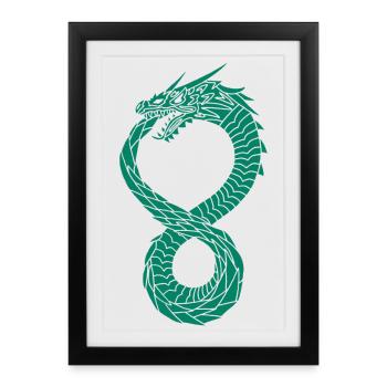 Dragon infini vert - Affiche encadrée (27 × 37 cm) - noir - Devant
