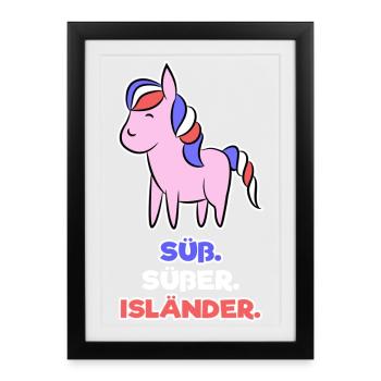 Islandpferde Pony Islandponys Haflinger Statement - Gerahmtes Poster (27 × 37 cm) - Schwarz - Vorne