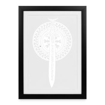 Viking sword and shield (white) - Framed poster (27 × 37 cm) - black - Front