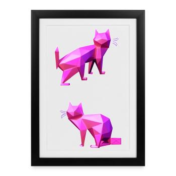 Pink Poly Cats Duo - Affiche encadrée (27 × 37 cm) - noir - Devant