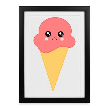 Ice Cream Ice Cream Strawberry Ice Cream - Framed poster (27 × 37 cm) - black - Front