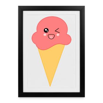 Ice Cream Ice Cream Strawberry Ice Cream - Framed poster (27 × 37 cm) - black - Front