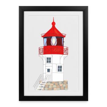 Île de Hiddensee, phare Gellen, pas de texte - Affiche encadrée (27 × 37 cm) - noir - Devant