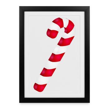 Canne de bonbon pour la saison de Noël sucrée - Affiche encadrée (27 × 37 cm) - noir - Devant