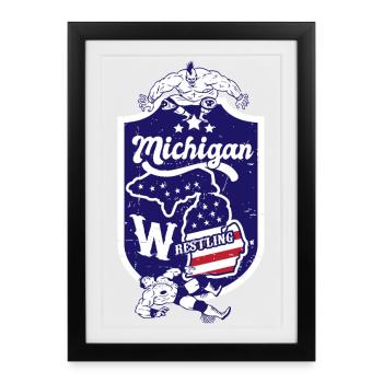 Michigan Wrestling - Framed poster (27 × 37 cm) - black - Front
