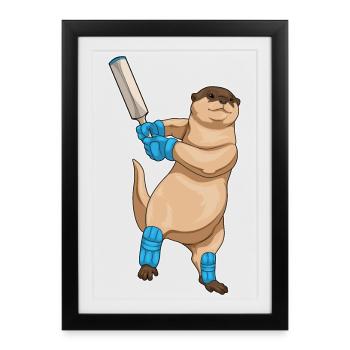 Otter Cricket Cricket Bat - Affiche encadrée (27 × 37 cm) - noir - Devant