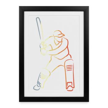 Vintage Cricket Player - Framed poster (27 × 37 cm) - black - Front