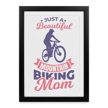 Maman de vélo de montagne - Affiche encadrée (27 × 37 cm) - noir - Devant