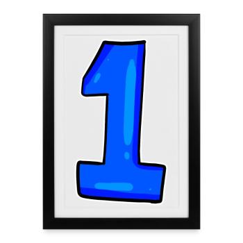 1 blue - Framed poster (27 × 37 cm) - black - Front
