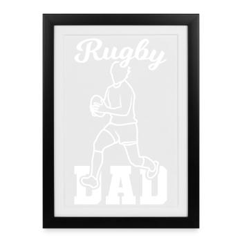Papa rugby - Affiche encadrée (27 × 37 cm) - noir - Devant