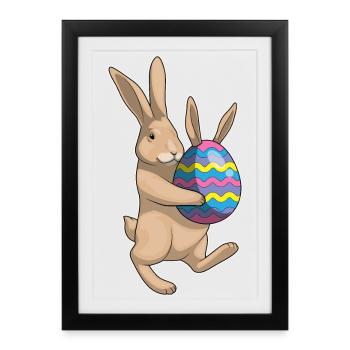 Oreilles de lapin de Pâques de lapin - Affiche encadrée (27 × 37 cm) - noir - Devant