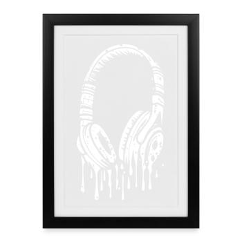 Casque de bande dessinée avec gouttes - Affiche encadrée (27 × 37 cm) - noir - Devant