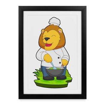 Cuisson dans un bol de cuisson Lion - Affiche encadrée (27 × 37 cm) - noir - Devant