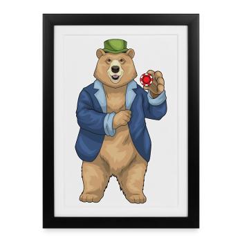 Bear Poker Jetons de poker - Affiche encadrée (27 × 37 cm) - noir - Devant