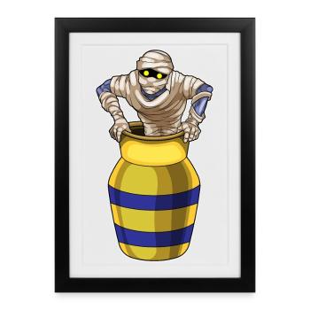 Vase d’Halloween momie - Affiche encadrée (27 × 37 cm) - noir - Devant