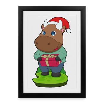Forfait Noël Taureau - Affiche encadrée (27 × 37 cm) - noir - Devant