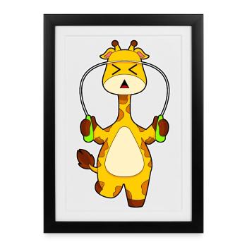 Giraffe Jumping Rope Skipping Rope Fitness - Framed poster (27 × 37 cm) - black - Front