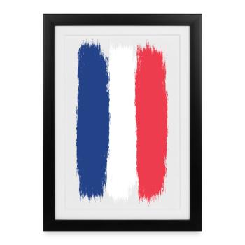 Drapeau Francey, Viva France, symbole d’unité - Affiche encadrée (27 × 37 cm) - noir - Devant