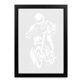 Motorcycle Caferacer Custom Illustration Logo icon - Framed poster (27 × 37 cm) - black - Front