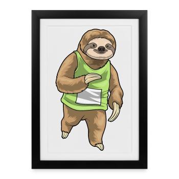 Sloth Jogger Jogging Sport - Framed poster (27 × 37 cm) - black - Front