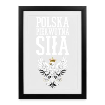 Force élémentaire polonaise Polska Pologne Aigle cadeau - Affiche encadrée (27 × 37 cm) - noir - Devant
