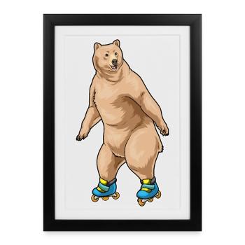 Bär Inline skating Inline skates - Framed poster (27 × 37 cm) - black - Front