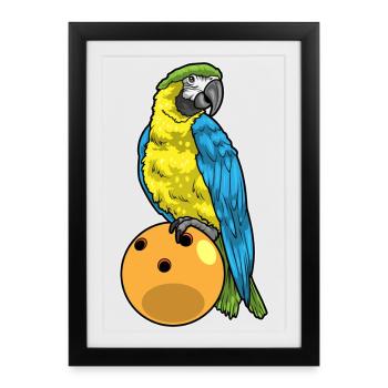 Perroquet Bowling Boule de bowling - Affiche encadrée (27 × 37 cm) - noir - Devant