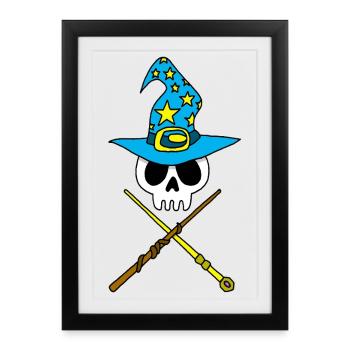 Crâne de magicien - Affiche encadrée (27 × 37 cm) - noir - Devant