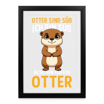 Otters Are Cute I Am Cute Therefore I Am An Otter - Framed poster (27 × 37 cm) - black - Front