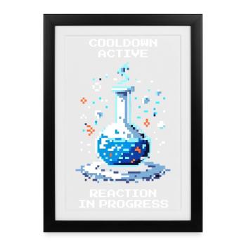 Cooldown active – reaction running | Chemistry - Framed poster (27 × 37 cm) - black - Front