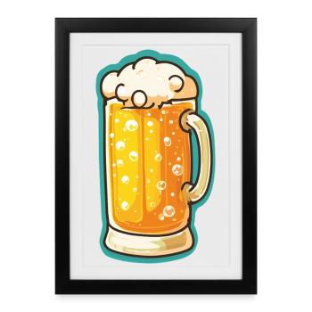 Icône en verre de bière - Affiche encadrée (27 × 37 cm) - noir - Devant