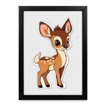 roe deer - Framed poster (27 × 37 cm) - black - Front