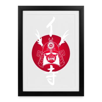 White Samurai and Red Sun - Framed poster (27 × 37 cm) - black - Front
