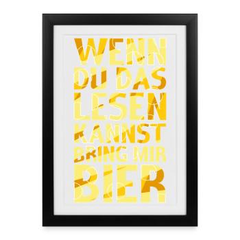 Amateurs de bière Dicton de bière Buveurs de bière Alcool - Affiche encadrée (27 × 37 cm) - noir - Devant