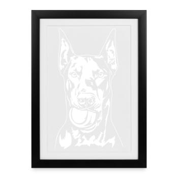 Doberman Ball Ball Junkie Dogs Wilsigns - Affiche encadrée (27 × 37 cm) - noir - Devant
