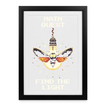 Find the Light | Main Quest Retro Gaming Humor - Framed poster (27 × 37 cm) - black - Front