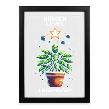 Oxygen Level Legendary | Plant Power Gaming - Framed poster (27 × 37 cm) - black - Front