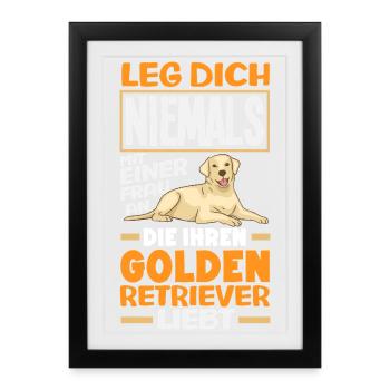 Golden Retriever Propriétaire Cadeau Propriétaire - Affiche encadrée (27 × 37 cm) - noir - Devant