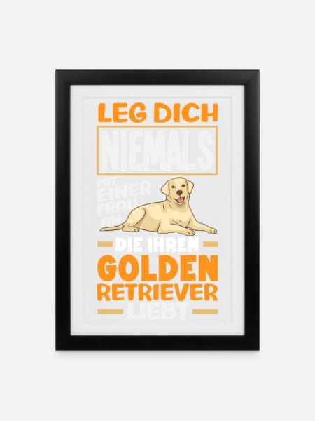 Golden Retriever Besitzer Halter Geschenk - Gerahmtes Poster (27 × 37 cm) - Schwarz
