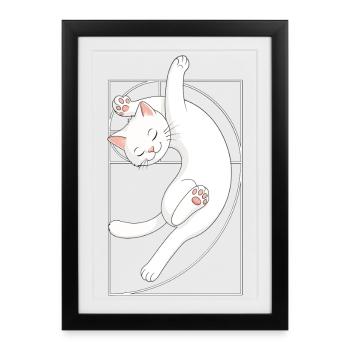 Fibonacci Spiral Cat - Framed poster (27 × 37 cm) - black - Front