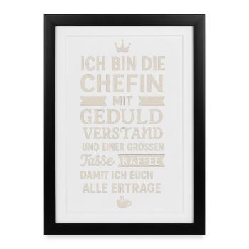 Patron avec de la patience et du café - Affiche encadrée (27 × 37 cm) - noir - Devant
