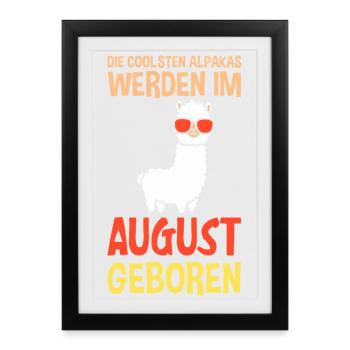 August Birthday Alpaca Saying Funny - Framed poster (27 × 37 cm) - black - Front