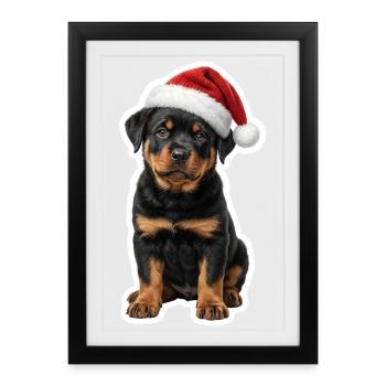 Chiot Rottweiler fort très doux - Affiche encadrée (27 × 37 cm) - noir - Devant