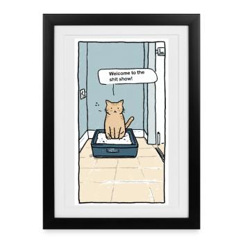 Litter Box Shitshow Humor - Framed poster (27 × 37 cm) - black - Front