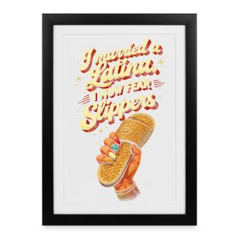 Marié à une Latina Je crains maintenant les chaussons - Affiche encadrée (27 × 37 cm) - noir - Devant
