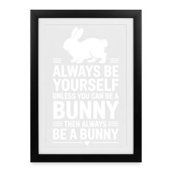 Expressions de lapins Drôle de cadeau de lapin - Affiche encadrée (27 × 37 cm) - noir - Devant