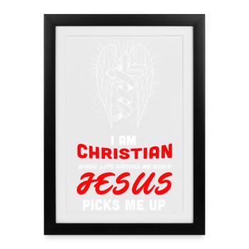 Christian Jesus Faith Savior Red Typography Design - Framed poster (27 × 37 cm) - black - Front