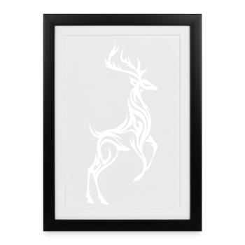 Silhouette de cerf sauvage - Affiche encadrée (27 × 37 cm) - noir - Devant