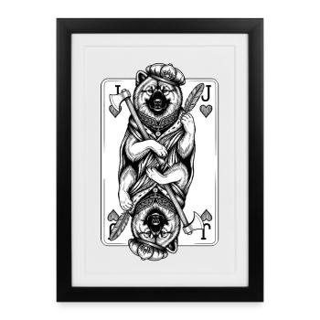 Eurasier | Valet de Cœur | Cartes - Affiche encadrée (27 × 37 cm) - noir - Devant